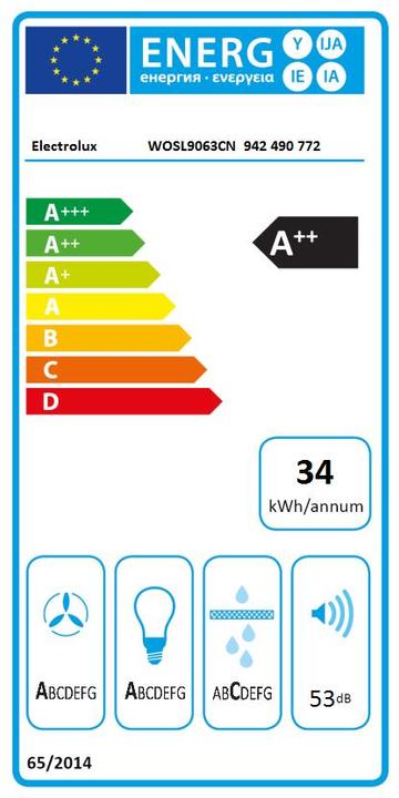 Label énergétique Electrolux WOSL9063CN (Hotte murale)