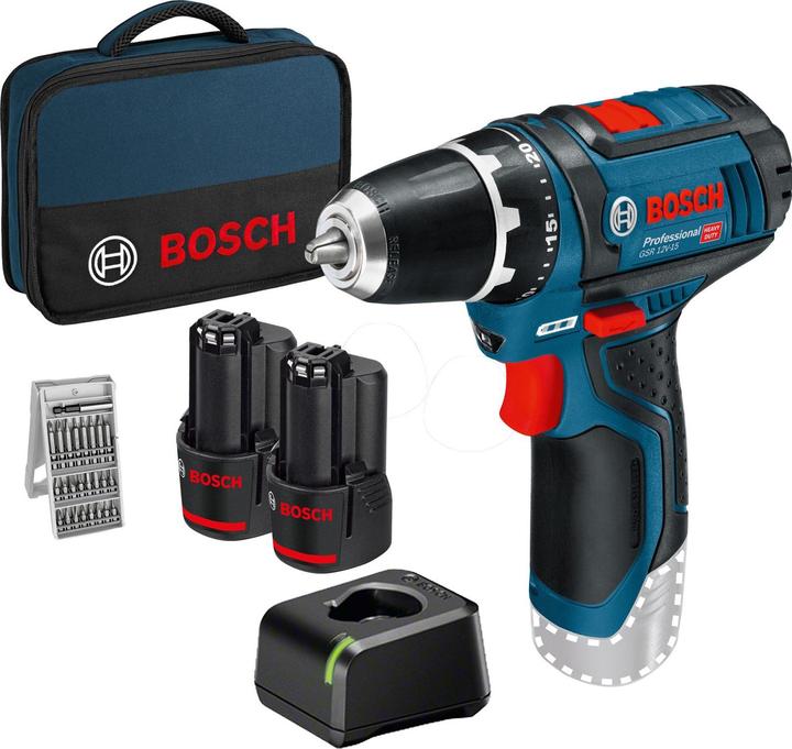 Bosch Professional GSR 12V-15 Set (Fonctionnement sur batterie)