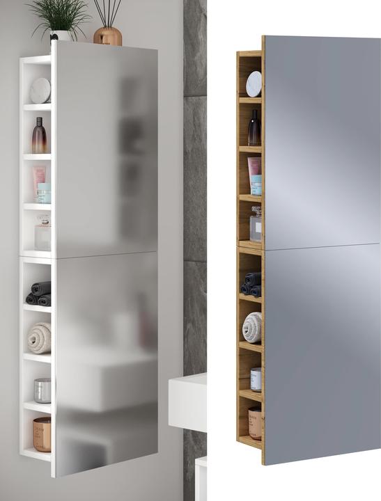 VCM Badspiegel Wandspiegel Hängespiegel Spiegelschrank Badezimmer Flandu XL 118 x 40 (40 x 15 x 118 cm)