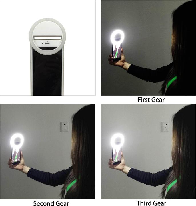 Produktbild PhoneLook Universal Selfie LED Ring Beauty Star-Light 3 Stufen Helligkeit / Akku