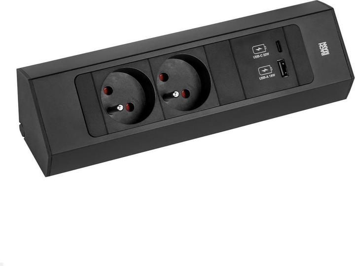 Produktbild Bachmann CASIA 2 2x FR Steckdose UTE 1x USB-Charger A/C (932.103) schwarz, kurz (2 x, CEE 7/5, CEE 7/3, 2 m)