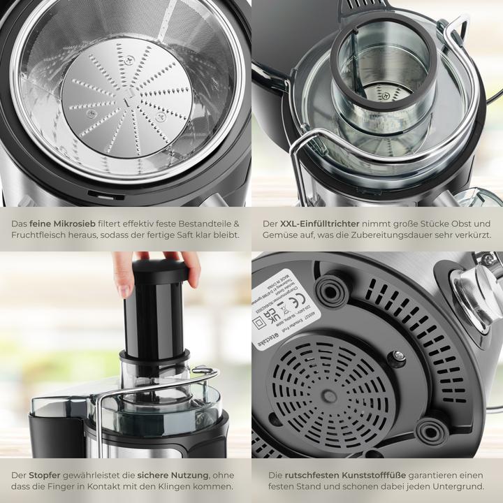 Image du produit tectake Extracteur de jus FRUFI en acier inoxydable à 2 vitesses, 600W