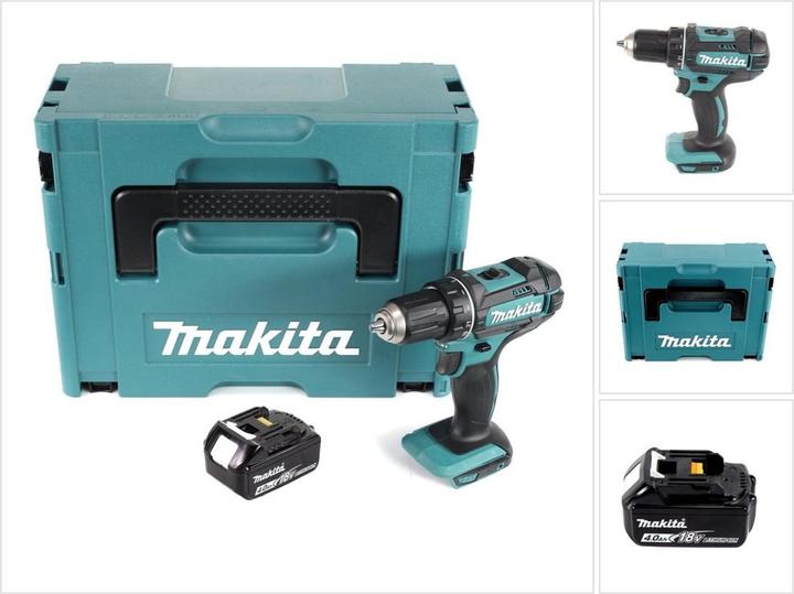 Actual product image Makita DDF 482 M1J cordless drill driver 18 V 62 Nm + 1x rechargeable battery 4.0 Ah + Makpac - without (Rechargeable battery operated)