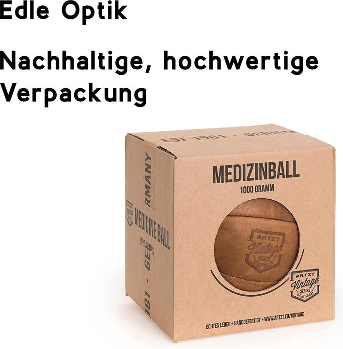 Image du produit Artzt Vintage Series Medizinball, cuir de boeuf, 5000g (5 kg)
