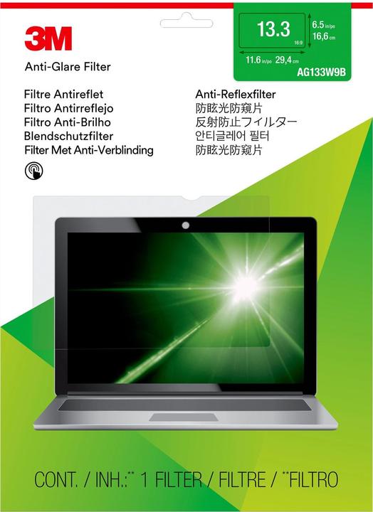 Image du produit 3M Filtre antireflet AG133W9B pour ordinateur portable grand écran 13.3 pouces (13.31", 16 : 9)