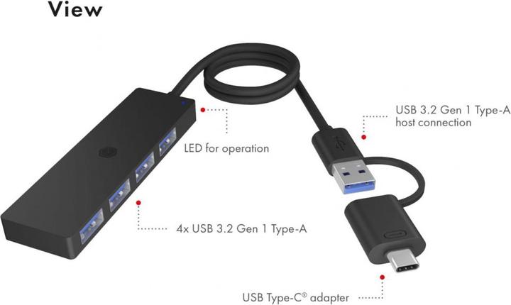 Actual product image Icy Box IB-HUB1424-C3 (USB-C, USB-A, 4 Ports)