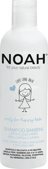 Noah Kids Shampoo with Milk and Sugar for Long Hair 250ml (250 ml, Liquid shampoo)