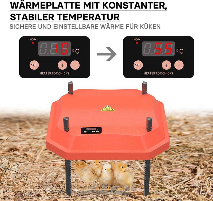Image du produit Fudajo Panneau chauffant pour élevage de 40-45 poussins Plaque 40x55cm 50W avec thermostat (50 W)