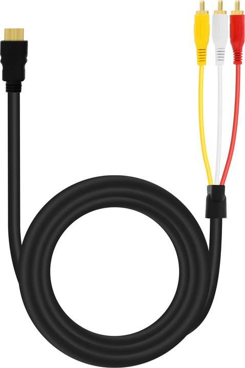 Actual product image LinQ HDMI to 3x RCA male video cable by - Black (1.50 m)