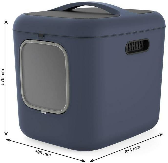Actual product image Rotho Katzentoilette Bea XL Navyblau, Stromversorgung: Keine (Cat litter box closed)