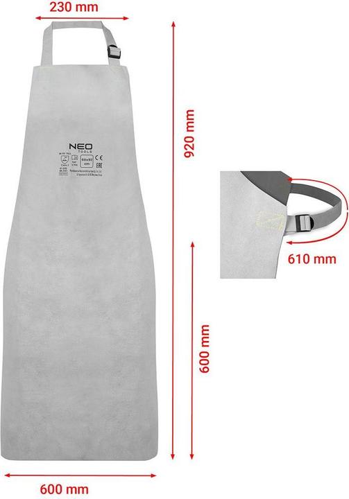 Produktbild Neo Schweisserschürze aus Leder 60 x 90 cm, Baumwollstreifen