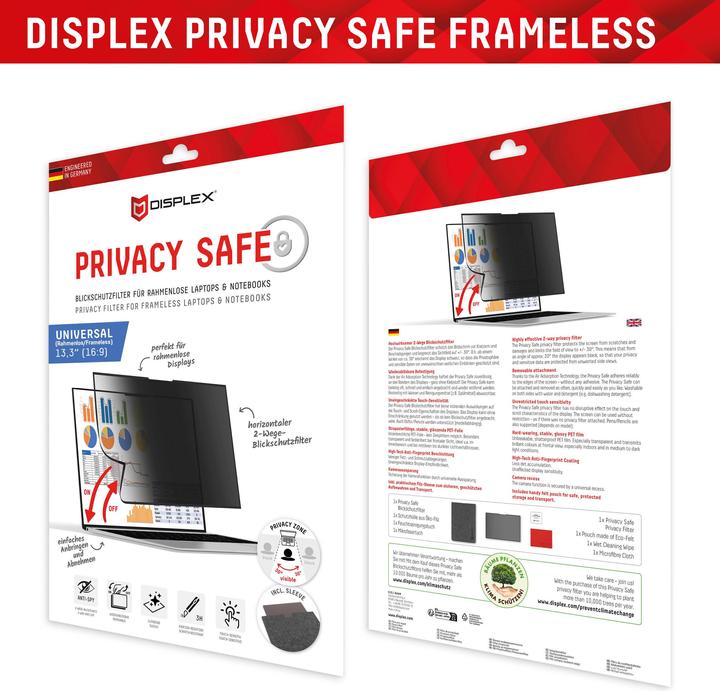 Produktbild Displex Privacy Safe randlos, Laptop Blickschutzfilter (11.97", 16 : 9)