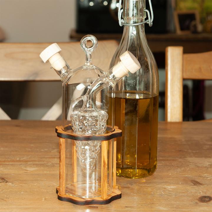 Produktbild Natura Punto 2in1 Essig- und Ölspender aus Glas und Olivenholz