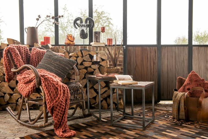 Produktbild J-Line Grobstrick-Decke COZY 127x152 cm - Bordeaux (127 x 152 cm)