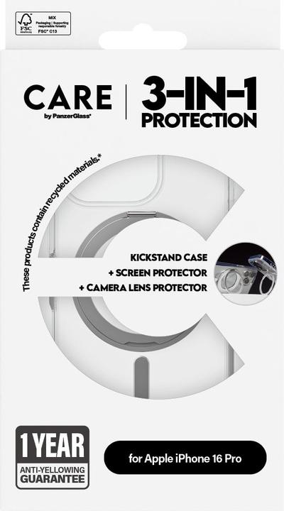 Produktbild PanzerGlass CARE Feature 3-in-1 Ceramic Bundle iPhone '24 6.3" Pro (1 Stück, Apple iPhone 16 Pro)
