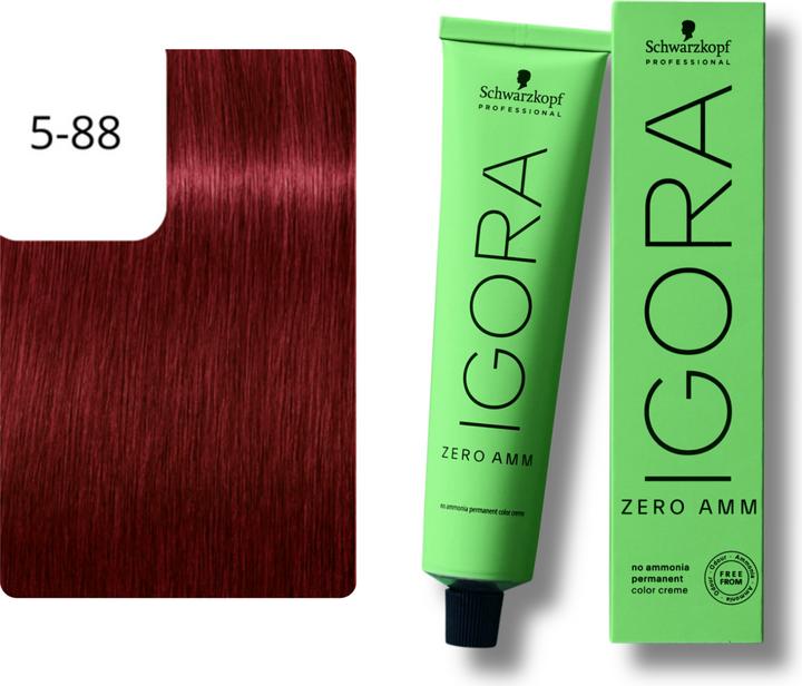 Actual product image Schwarzkopf Igora Zero AMM - 5-88 Light Brown Red Extra (5-88 Light Brown Red Extra)