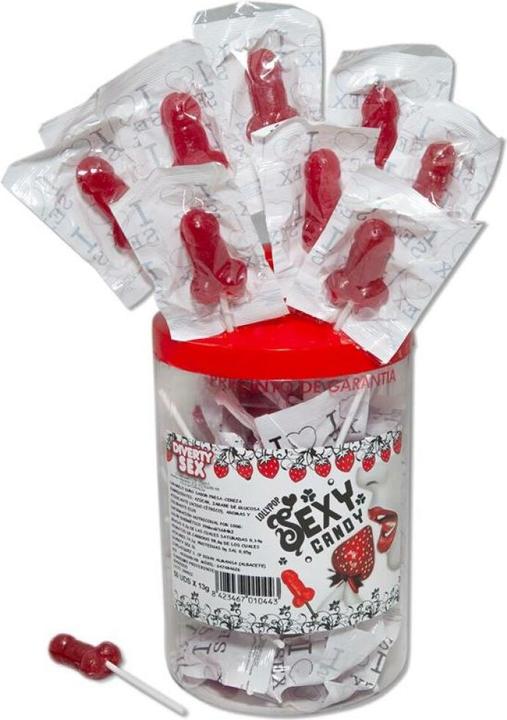 Actual product image Diablo Picante 50 Strawberry And Cherry Candy Penis Lollipops (50 Units)