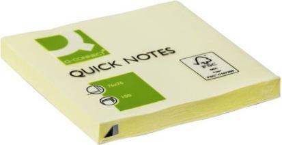 Produktbild Q-Connect Notesblok med lim 100 ark gul papir L76xB76xH10mm,12 stk/pk (12 Stk.)