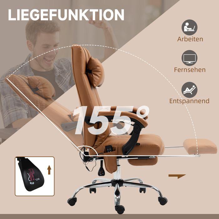 Produktbild Swisshandel24 Bürostuhl mit Massagefunktion, Lendenwirmerwärmung, 6 Massagepunkte, bis 120kg, Kunstleder, Hellbrau