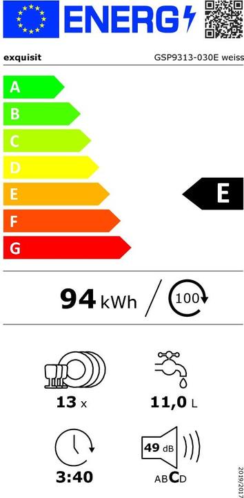 Label énergétique Exquisit GSP9313-030E blanc