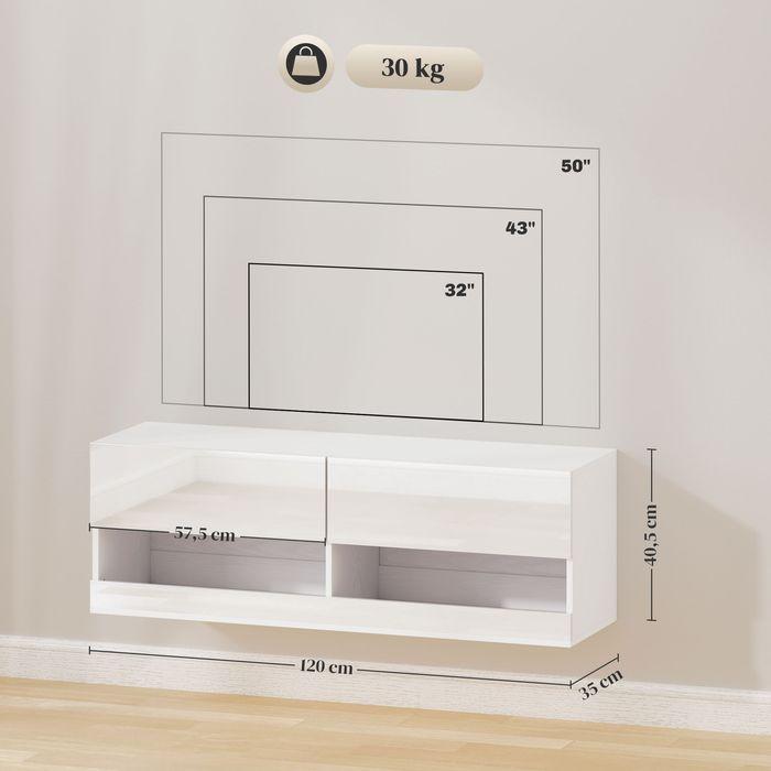 Immagine prodotto Swisshandel24 TV-Hängeschrank mit LED-Beleuchtung, TV-Schrank 120 x 35 x 40,5 cm Hochglanzweiss