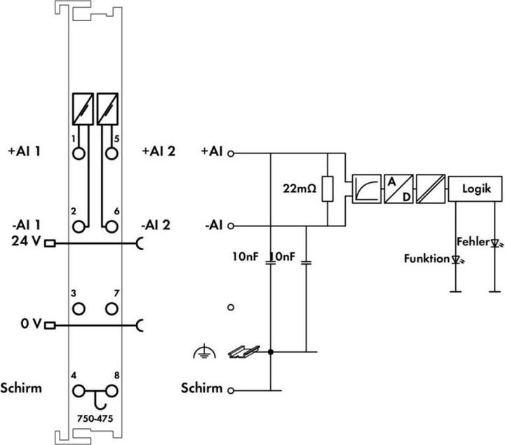 Actual product image Wago Analogue I/O module DC Series 750 24V 750-475
