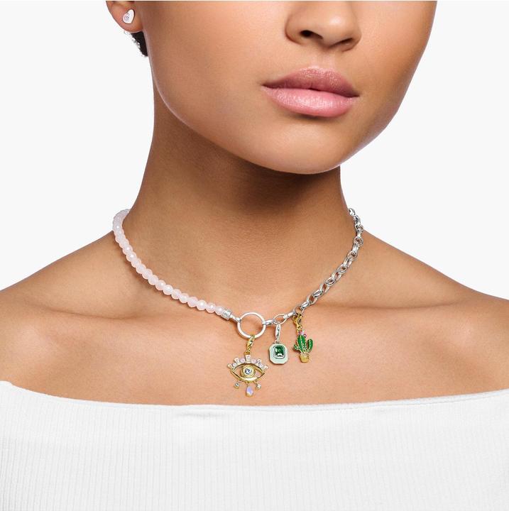Immagine prodotto Thomas Sabo Ciondolo Charm Cactus verde placcato oro (Argento 925, Smalto)