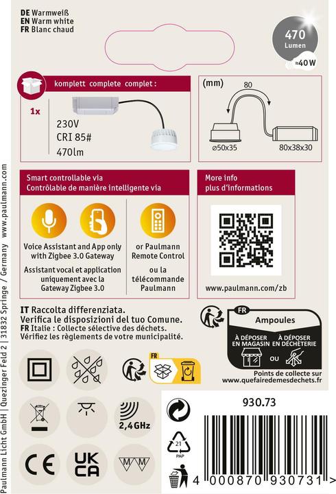 Image du produit Paulmann Coin Zigbee (470 lm)