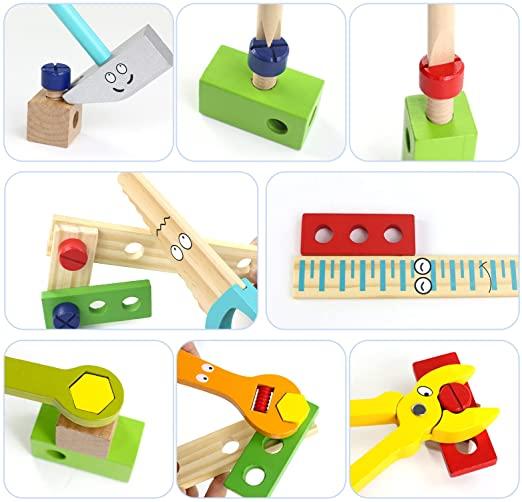 Produktbild Esmée Holz Kinder Werkzeug Koffer Handwerker Tool Zubehör Lern Spielset 36-tlg. Set