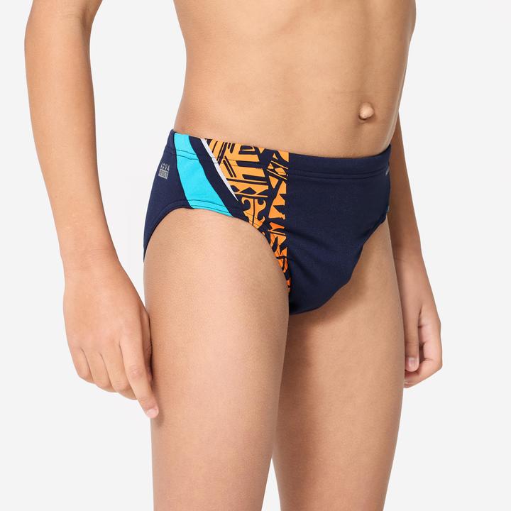 Produktbild Nabaiji Badehose Slip Jungen - 900 Yoke blau/orange (6, 7, 8)