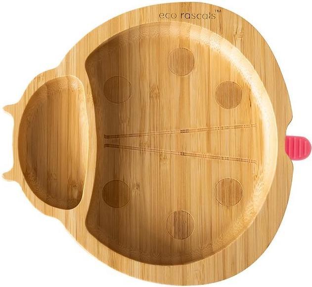 Image du produit Eco rascals Assiette à ventouse en bambou, coccinelle rose