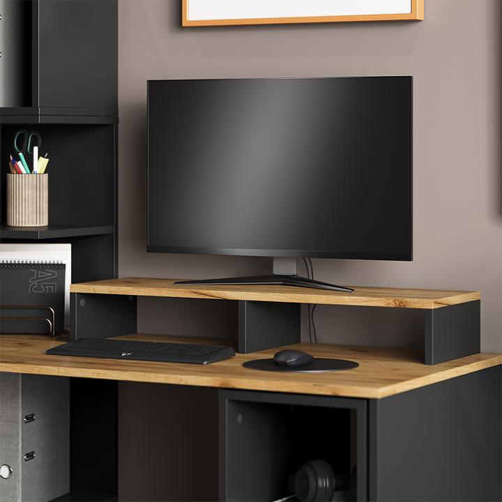 Actual product image Vichy Monitorständer Tomy, Anthrazit/Goldkraft Eiche, 80 x 12 cm