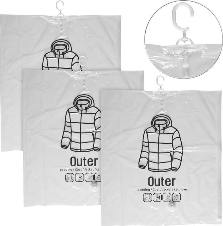 Image du produit Infactory Lot de 3 sacs à vêtements sous vide avec crochets de repassage