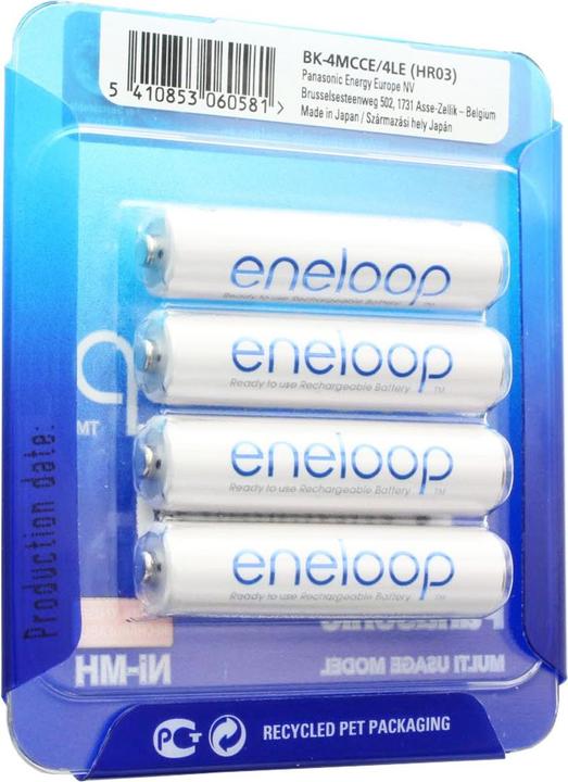 Sanyo Accu Eneloop HR-4UTGB Blister de 4 eneloops AAA et 1x AccuCell boîte de rangement AAA (4 pcs, AAA, 800 mAh)