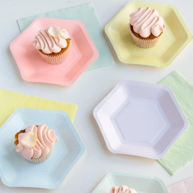 Actual product image TALKING TABLES Hexagonal party plates in pastel (12 x)