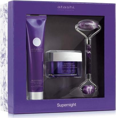 Atashi Dermofiller-Maske mit Öl-Milch-Makeup-Entferner und Gesichtsroller-Massagegerät