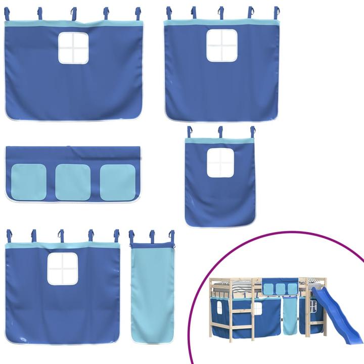Actual product image VidaXL Curtains for loft bed blue polyester,Colour: blue (100 x 75 cm, 34 x 75 cm, 60 x 75 cm, 85 x 76 cm, 80 x 43 cm)