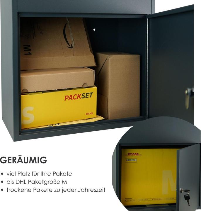 Image du produit Mocavi Boîte à paquets PBox 56 anthracite Introduction de sécurité Ral 7016