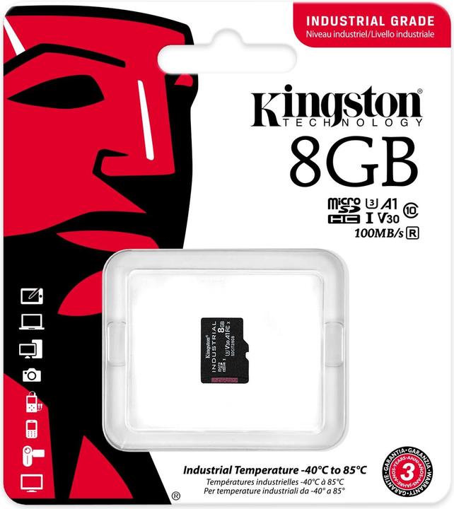 Actual product image Kingston Industrial (8 GB, microSDHC, U3, UHS-I)