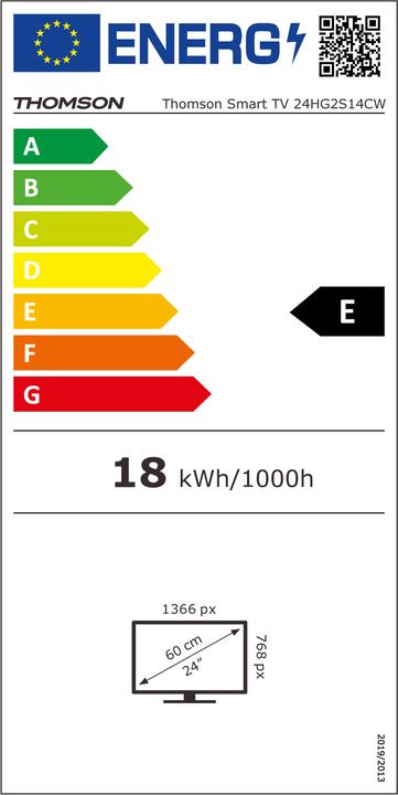 Energy Label Thomson 24HG2S14CW Smart TV 24-inch HD (24", LED, HD ready)