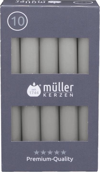 Produktbild müller Kerzen Stabkerze 17.5 x 2 cm, Grau, 10 Stück (10 Stk.)