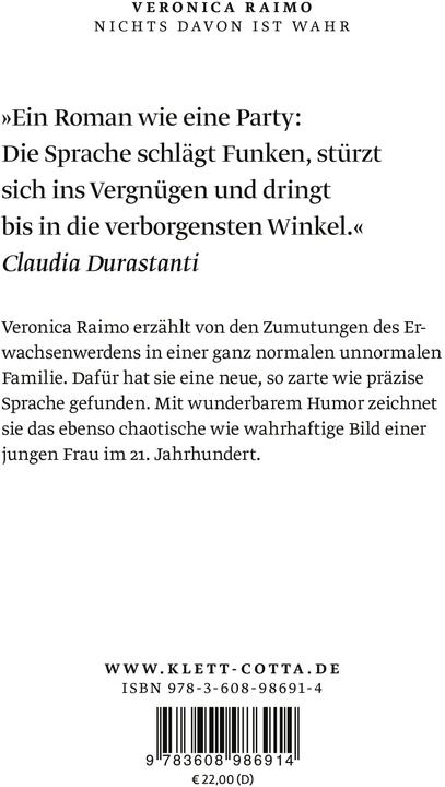 Produktbild Nichts davon ist wahr (Deutsch, Veronica Raimo, Verena von Koskull, 2023)