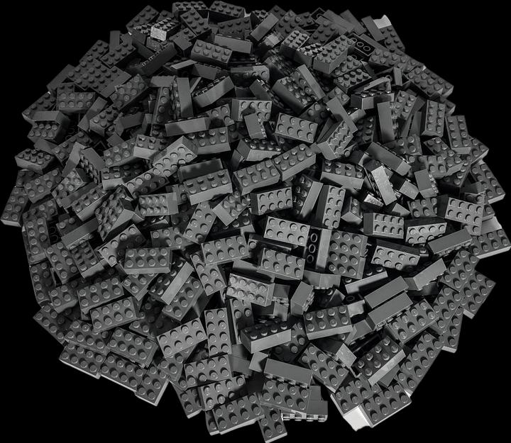 Actual product image LEGO 2x4 bricks dark grey - Classic, Basic - grey - 3001 quantity 100 pcs. (3001, LEGO Accessories)
