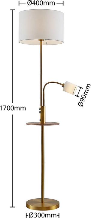 Actual product image Lindby Aovan floor lamp with shelf and USB, bronze (E27)