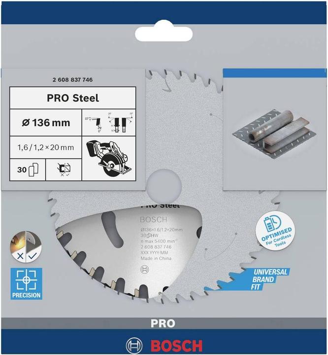 Actual product image Bosch Professional Zubehör PRO Steel cordless circular saw blade, 136 x 1.6 x 20 mm