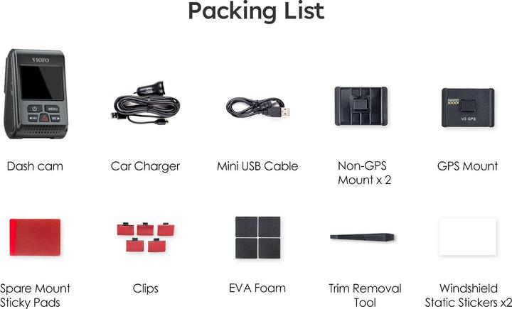 Actual product image Viofo A119 V3 Dashcam Black (Accelerometer, 2K)