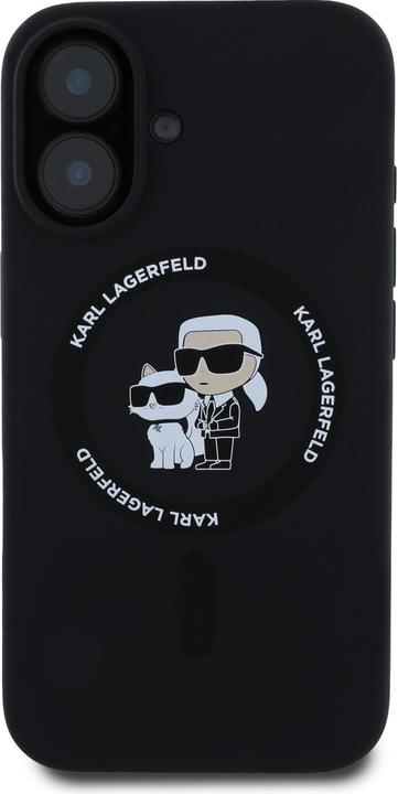 Immagine prodotto Karl Lagerfeld KLHMP16SSCMKCRHK iPhone 16 czarny/nero HC MagSafe Silicone KC Heads Ring (Apple iPhone 16)