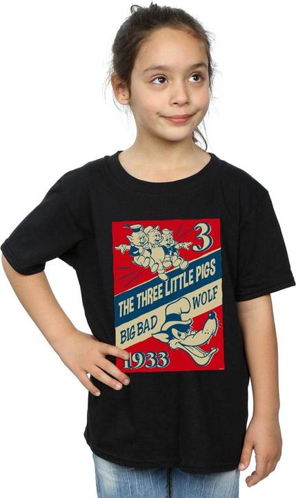 Actual product image Disney Girls Three Little Pigs And The Big Bad Wolf Cotton T-Shirt (128)