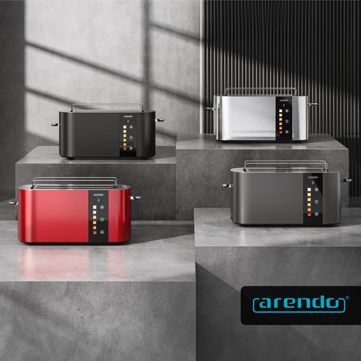 Image du produit Arendo Toaster Edelstahl 4 Scheiben Langschlitz, Bräunungsgrad & Restzeitanzeige, Touch Display, 1500 W