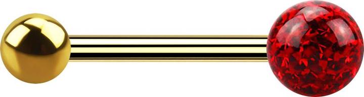 Produktbild Star Piercing Barbell vergoldet mit Kugel und Kristallkugel rot Epoxy Schutzschicht (Titan G23, ohne Messing)